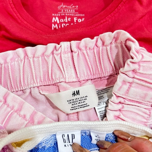 Bundle Joules/h&m/gap Fuchsia tee/pale pink shorts/knit striped top sz 5(girls) - Picture 8 of 8